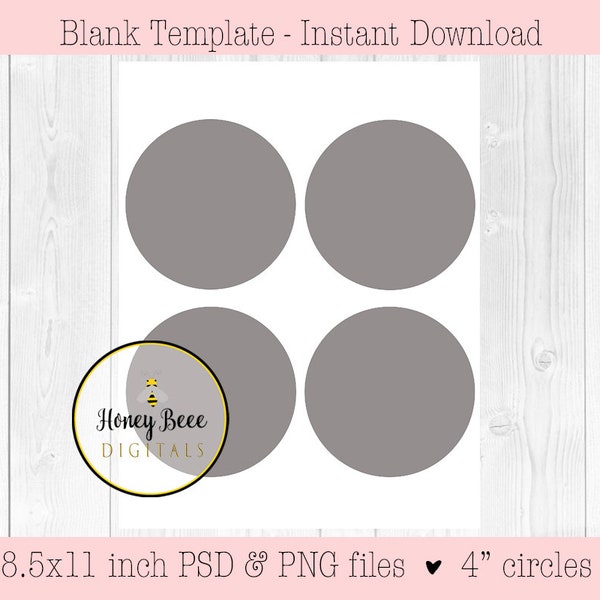 4 inch circle template | blank | DIY | design | PSD | PNG | round | sticker template | planner | commercial use | four inch |