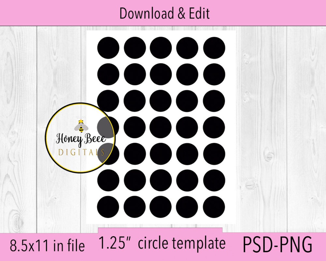 1.25 Inch Circle Template Blank Template DIY Design PSD PNG Round ...