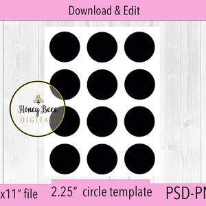 2.25 inch circle template | blank template | DIY | design | PSD | PNG | round | sticker template | planner | commercial use | 2.25&quot; circles