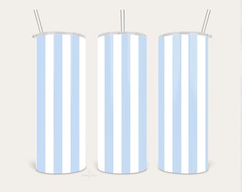 Icy Blue stripes 20 oz skinny  tumbler PNG wrap |   Straight  digital file  | sublimation | stripes pattern  tumbler cup Light Blue