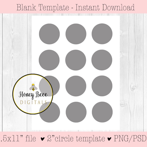 2 inch circle template | blank template | DIY | design | PSD | PNG | round | sticker template | planner | commercial use | Two inch |