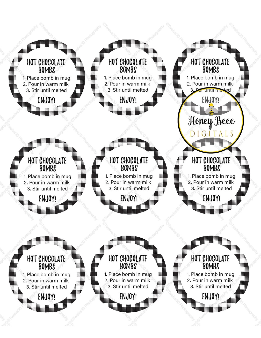 Hot Chocolate Bombs Printable Instructions 2.5 Inch Circles Digital ...