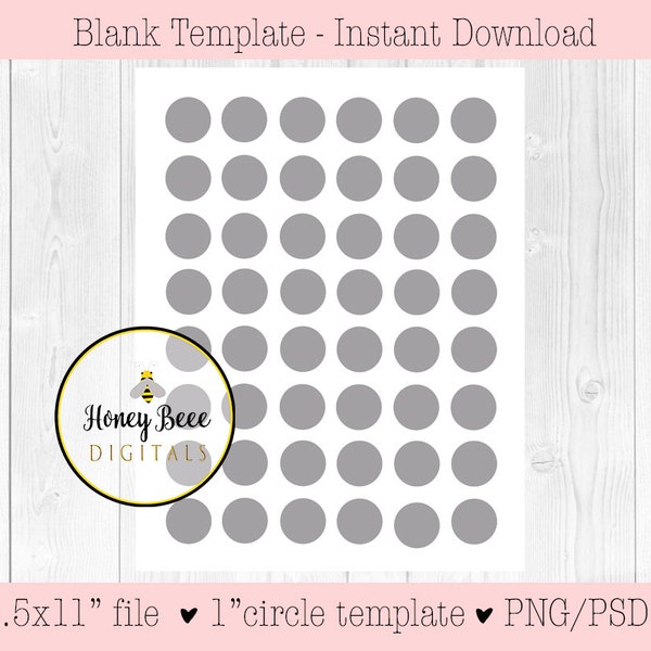 1 inch circle template | blank | DIY | design | PSD | PNG | round | sticker template | planner | commercial use | one inch | jewelry