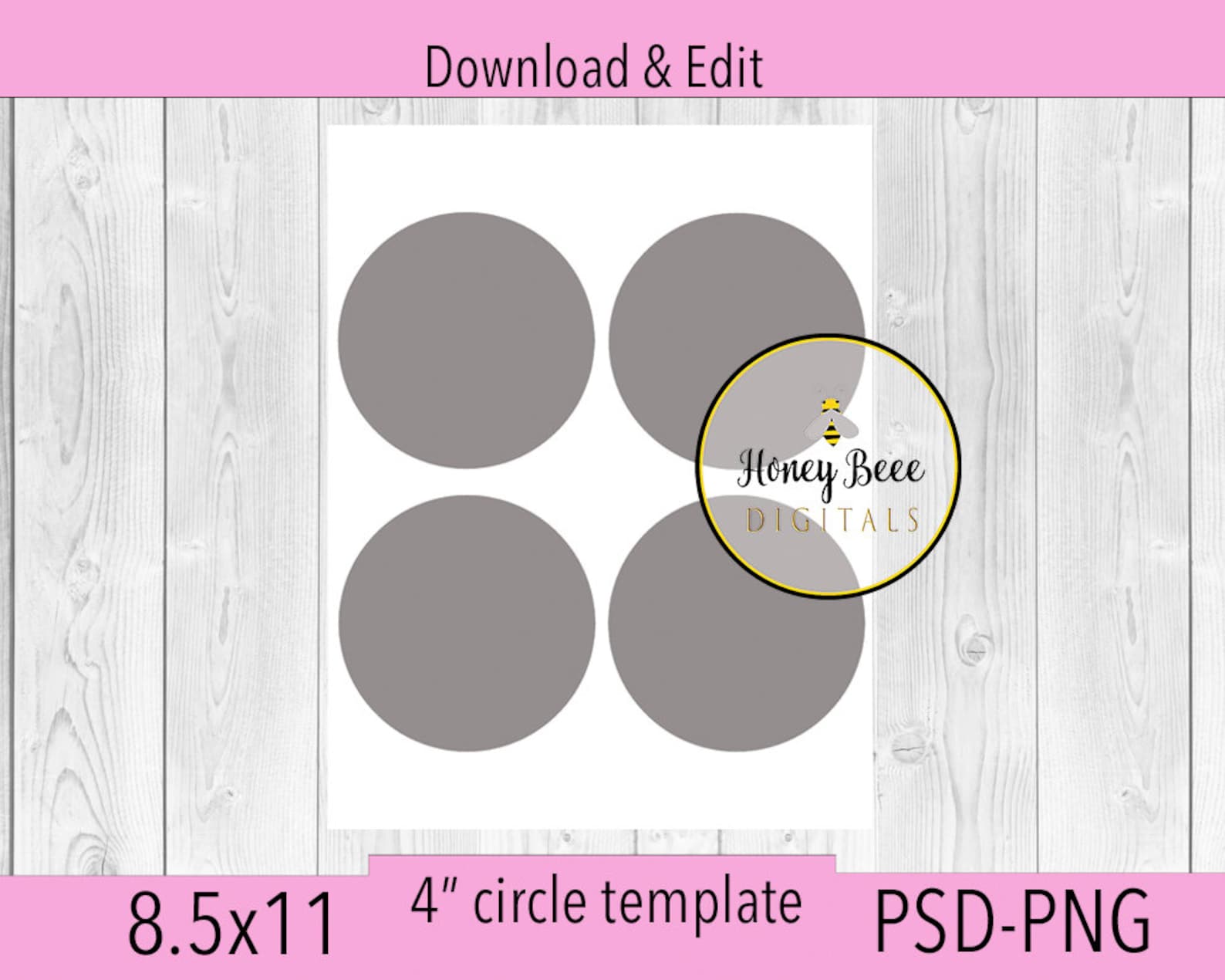 4 inch circle template blank DIY design PSD PNG Etsy