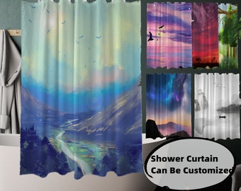 Landscape Shower Curtain with Hooks,Beautiful for Decorative Bathroom Curtains,Personalize Mold and Mildew Resistant Shower Curtain