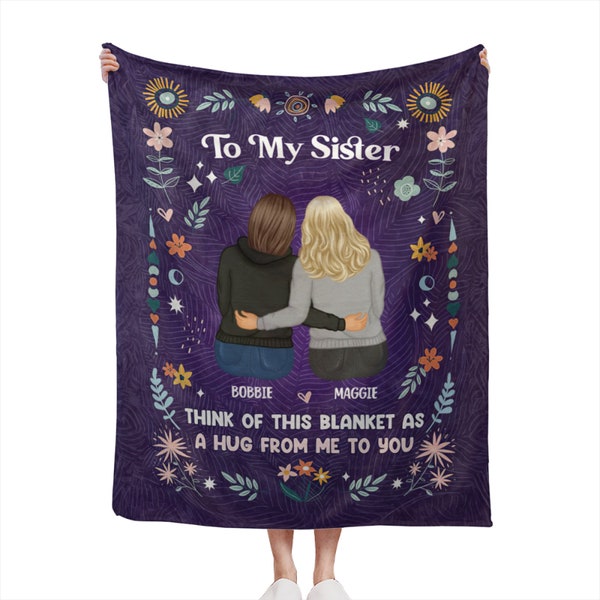 Personalized Blanket, Think Of This Blanket - Gift For Sisters, Bestie, MOM, Daughter Christmas Gift