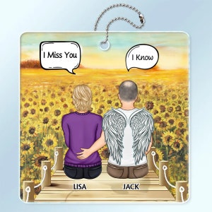 Memorial Gift For Family, Friends, Siblings,Couple Personalized Acrylic Car Hanger Ornament-I Miss You I Know image 4