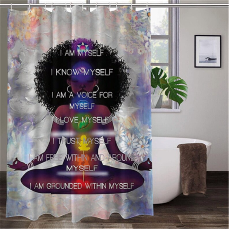 Black Queen Shower Curtain Black Girl Shower Curtain Custom Etsy