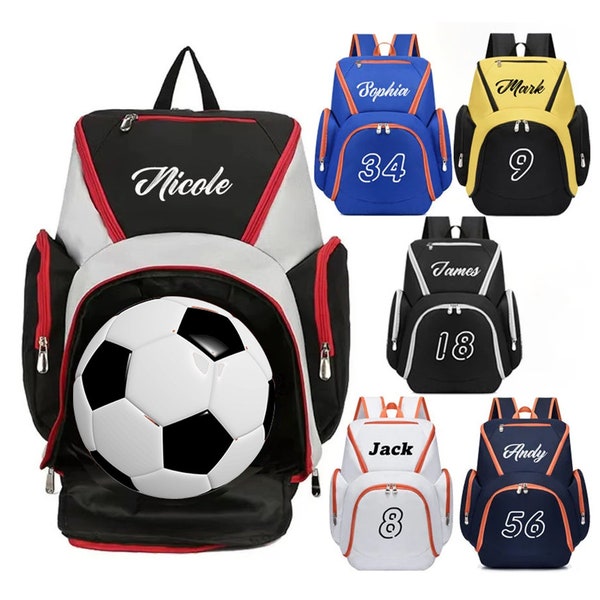 Soccer Backpack Gift, Personalized Name/Number Football Bag, Gift for Boy/Girl, Cusotm Back to Schoolbag