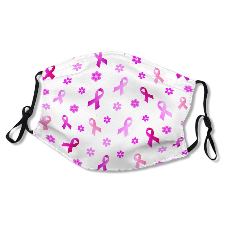 White/Pink Ribbon Mask Reusable Washable Breast Cancer Mask Etsy
