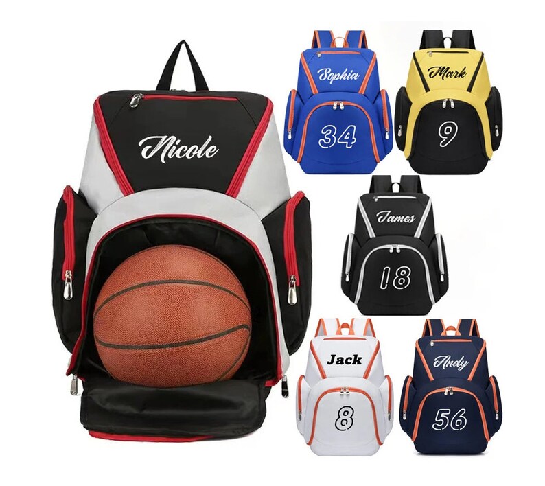 Regalo de mochila de baloncesto, bolsa deportiva personalizada con nombre/número, regalo para niño/niña, Cusotm Back to Schoolbag imagen 1