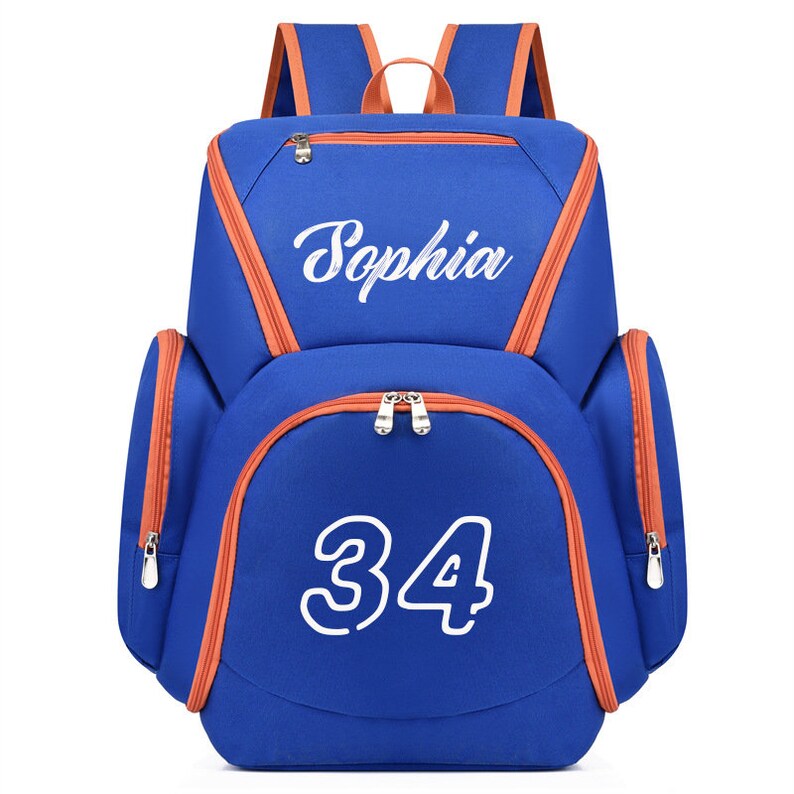 Regalo de mochila de baloncesto, bolsa deportiva personalizada con nombre/número, regalo para niño/niña, Cusotm Back to Schoolbag Azul