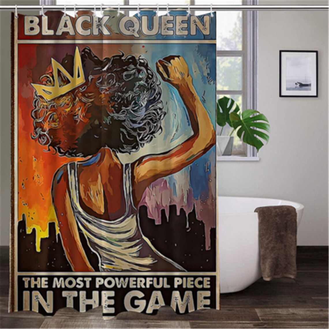 Black Queen Shower Curtain Black Girl Shower Curtain Custom Etsy