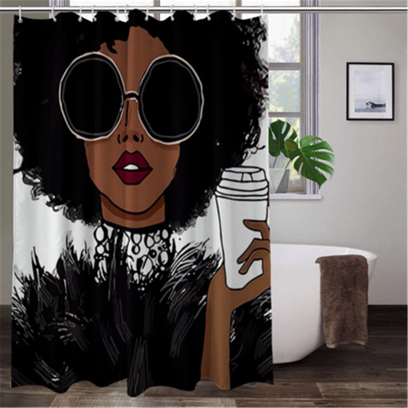 Black Queen Shower Curtain Black Girl Shower Curtain Custom Etsy