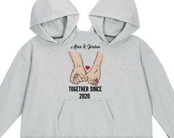 Couple ensemble depuis couple personnalisé une pièce sweat à capuche Saint-Valentin, Gfit pour petit ami, petite amie, femme, mari, anniversaire