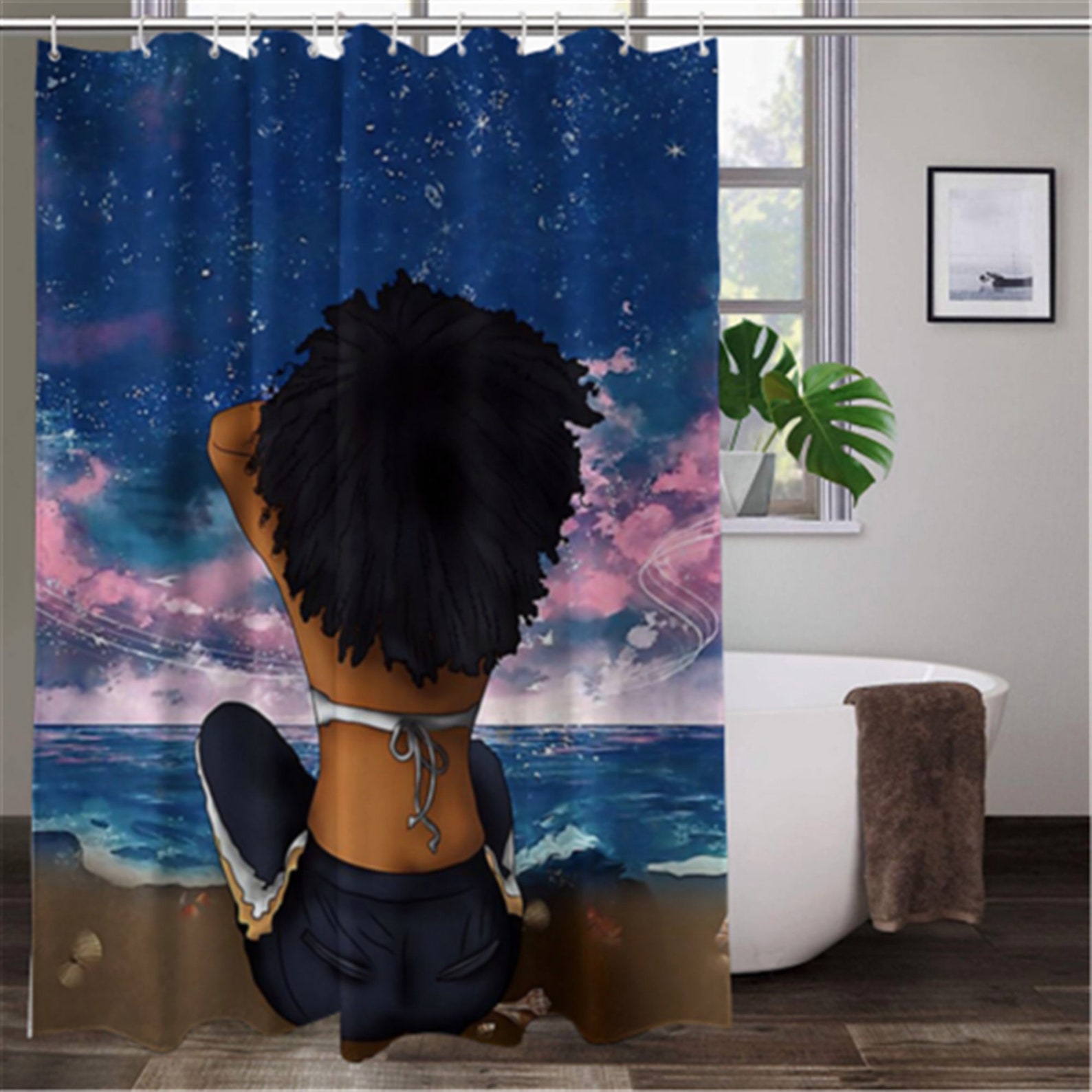 Black Queen Shower Curtain Black Girl Shower Curtain Custom Etsy