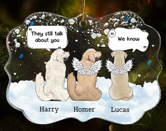 Christmas Memorial Gift For Pet Lovers, They Still Talk About You - Dog Dad, Dog Mom, Cat Mom, Cat Dad - Personalized Acrylic Ornament