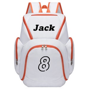 Regalo de mochila de baloncesto, bolsa deportiva personalizada con nombre/número, regalo para niño/niña, Cusotm Back to Schoolbag Gris