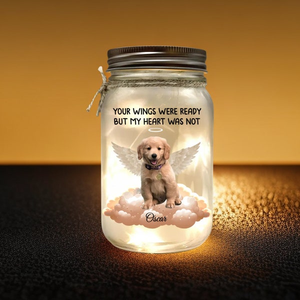 Custom Photo Memorial Personalized Custom Mason Jar Light, Sympathy Gift For Pet Owners, Dog Cat Lovers- Forever In My Heart