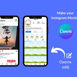 Instagram Mobile Mockup Template: Canva Social Media Post (Digital Download)