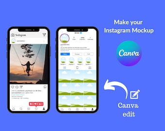 Instagram Mobile Mockup Template: Canva Social Media Post (Digital Download)