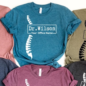Custom Chiropractor Spine T-Shirt: Personalized Office Name Tee