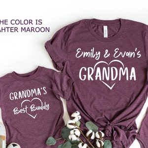 Grandma Custom Shirt, Grandma&#39;s Best Buddy Shirt, Grandma Grandkids Matching Shirts, Mother&#39;s Day Personalized Gift for Grandma