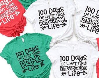 100 Days of School Shirt: Pre-K to 6th Grade T-shirts for Kids and Teachers