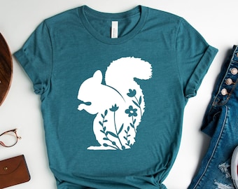 Floral Squirrel T-Shirt - Squirrel Party Tee