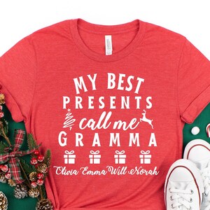 Personalized Gramma Christmas T-Shirt: Grandkids&#39; Names on Xmas Shirt