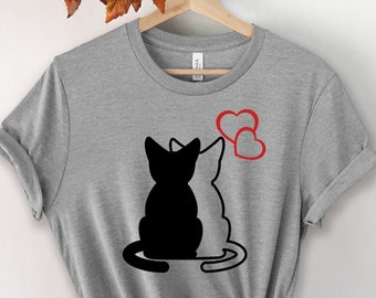 Cat Lover Shirt: Two Cats with Hearts T-shirt