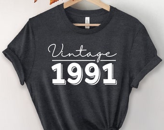 Personalized 1991 Birthday Shirt – Made In (Birth Year) Custom Tee For 33rd Birthday - View #5