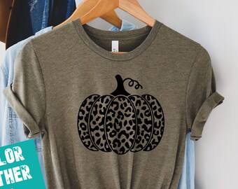 Leopard Pumpkin T-Shirt: Fall Women's Shirt