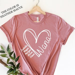 Nana Shirt with Grandkids' Names, Nana Personalized Shirt, Nana Shirt for Mother's Day, Nana Heart Shirt, Nana Heart Shirt with Kids' Names