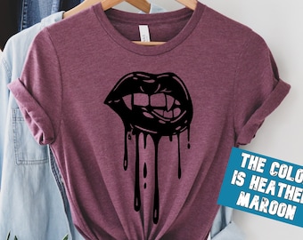Vampire Lips Halloween Shirt: Hot Lips Party Tee for Women