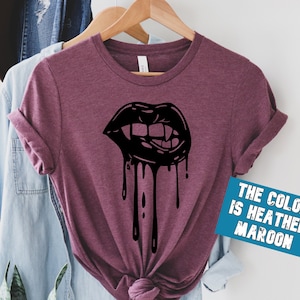 Vampire Lips Halloween Shirt: Hot Lips Party Tee for Women