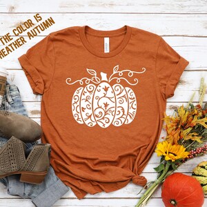 Floral Pumpkin Fall Shirt, Autumn Tee for Women