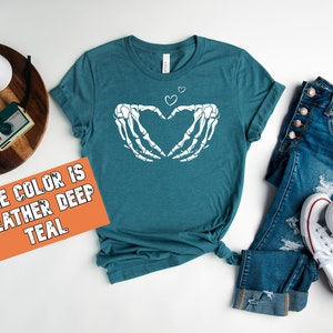 Skeleton Hand Heart T-Shirt: Halloween Love Couple Tee image 4