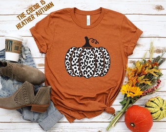 Leopard Print Pumpkin Shirt: Fall T-Shirt, Autumn Tee