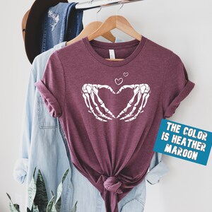 Skeleton Hand Heart T-Shirt: Halloween Love Couple Tee image 2