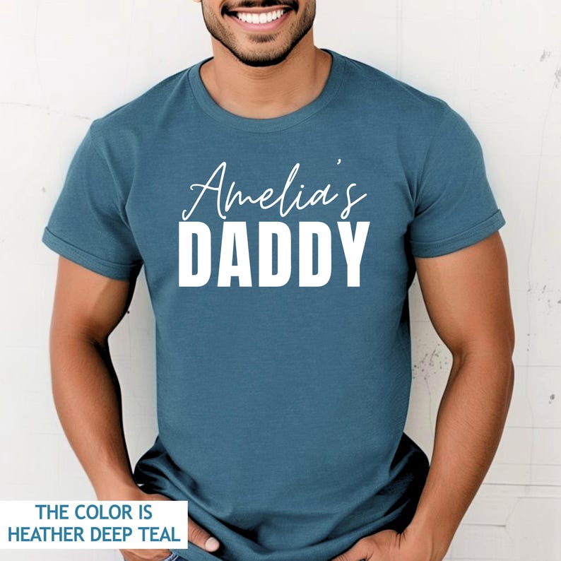 Custom Daddy Shirt with Kid's Name image 1