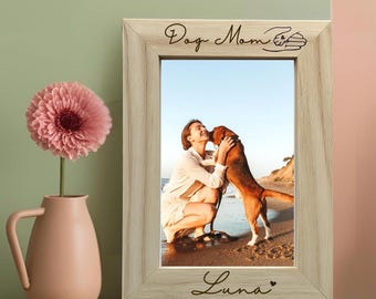 Custom Engraved Dog Mom Picture Frame with Dog's Name
