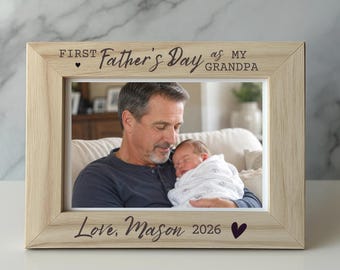 Personalized First Father's Day Grandpa Picture Frame - New Dad/Grandpa 2026 1st Father's Day Gift