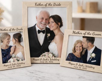 Father of The Bride Engraved Frame with Couple Names and Date