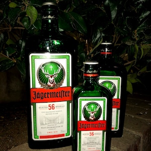 Jagermeister Alcohol Bottle With String Fairy Lights / Lighted Liquor Bottle / Gift / Bar Decor