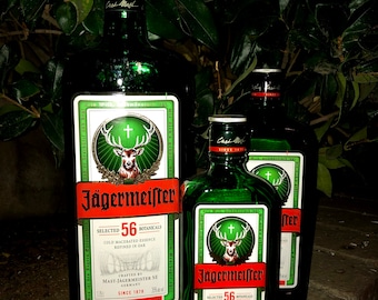 Jagermeister Alcohol Bottle With String Fairy Lights / Lighted Liquor Bottle / Gift / Bar Decor
