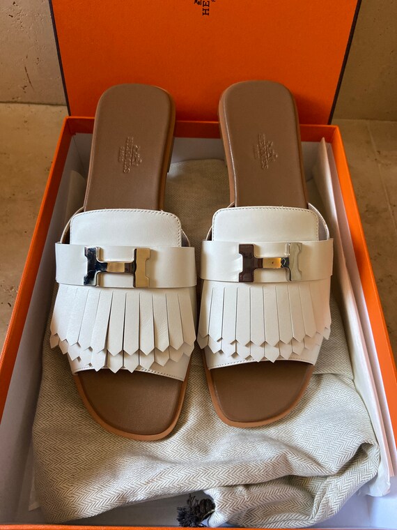 Hermes Auteuil White Sandal Size 9