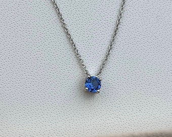 Floating Necklace with Lab Grown Sapphire 0.25ct and 14k Gold