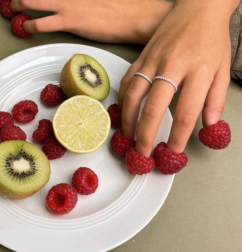 Half Eternity Ring in 925 Silver with 1.5mm Moissanite image 1