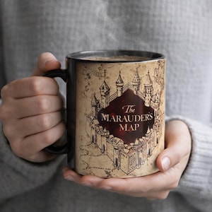 Tazza cambia colore con mappa del malandrino di Harry Potter, tazza magica termoreattiva personalizzata, in ceramica da 11 once